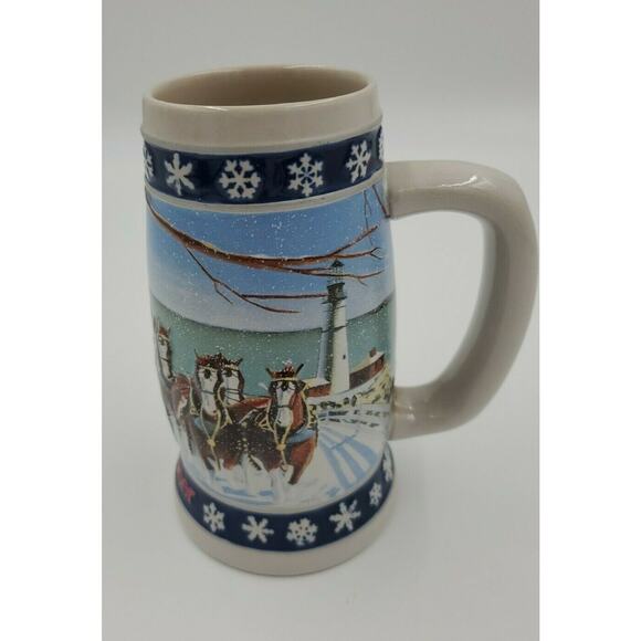 Vintage Anheuser Busch BUDWEISER 1995 Clydesdale Annual HOLIDAY BEER STEIN Mug - Picture 5 of 7